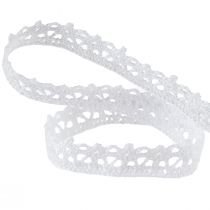 Article Ruban décoratif dentelle blanc crochet dentelle bijoux ruban W12mm L20m