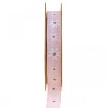 Article Ruban déco rose avec ruban cadeau fleurs 15mm 15m