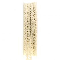 Ruban décoratif dentelle au crochet crème 12 mm 20 m