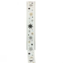 Article Ruban ruban cadeau de Noël motif étoile blanc 15mm 20m