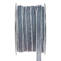 Article Ruban décoratif en velours, ruban cadeau, velours gris, 10 mm, 20 m