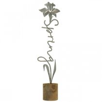 Support en métal fleur décorative en bois lettrage Spring 6x9.5x39.5cm