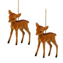 Article Figurine déco renne jeune marron 7,5cm floqué 2 pcs