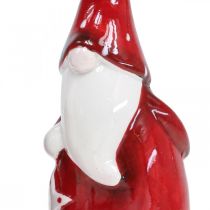 Article Figurine Père Noël Nicolas céramique rouge, blanche H13,5cm 2pcs