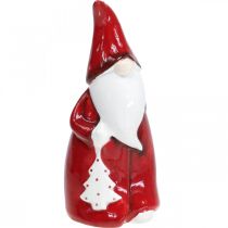 Article Figurine Père Noël Céramique Rouge, Blanche H20cm