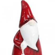 Article Figurine Père Noël Céramique Rouge, Blanche H20cm