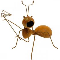 Déco figurine fourmi métal filet papillon décoration de jardin rouille 19cm