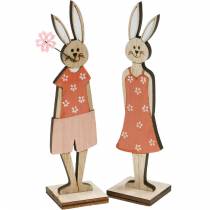 Figurine décorative lapin de Pâques orange, lapin en bois blanc Décoration de Pâques 6pcs