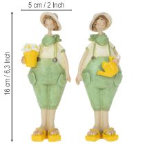 Article Figurines décoratives décoration de table de jardinier été vert jaune 16,5×5,5cm 2pcs