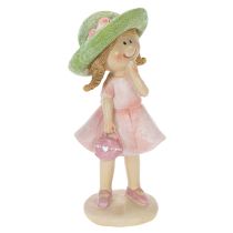 Article Figurines décoratives fille avec chapeau rose vert 6,5x5,5x14,5cm 2pcs