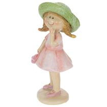 Article Figurines décoratives fille avec chapeau rose vert 6,5x5,5x14,5cm 2pcs