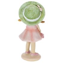 Article Figurines décoratives fille avec chapeau rose vert 6,5x5,5x14,5cm 2pcs