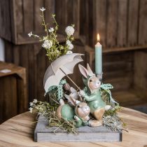 Paire de figurines déco lapin Déco lapins avec ombrelle H22cm