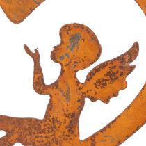 Article Ornements décoratifs suspendus en métal, finition rouillée, motif ange en forme de cœur, Ø15 cm, lot de 6