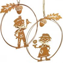 Article Cintre décoratif rouille décoration d&#39;automne anneau décoratif métal Ø13cm 4 pcs