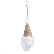 Article set de 3 décorations à suspendre lutins de Noël blanc et brun 11 cm