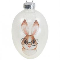 Article Déco cintre verre déco oeufs lapin avec verres paillettes 5x8cm 6pcs
