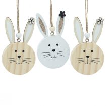 Article Tête de lapin en bois Déco à suspendre Blanc Or 10,5cm 8pcs