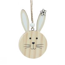 Article Tête de lapin en bois Déco à suspendre Blanc Or 10,5cm 8pcs
