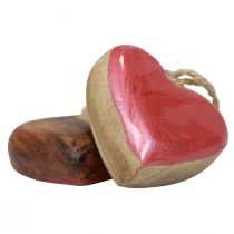 Article Cintre décoratif bois coeurs en bois décoration rose brillant 6cm 8 pcs