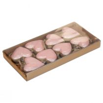 Article Cintre décoratif bois coeurs en bois décoration rose clair brillant 6cm 8 pcs
