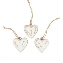 Article Cintres décoratifs bois coeurs en bois naturel blanc or vintage 6cm 8 pcs