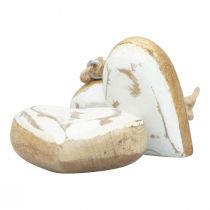 Article Cintres décoratifs bois coeurs en bois naturel blanc or vintage 6cm 8 pcs