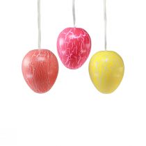 Article Support décoratif Oeufs de Pâques jaune/rose/rouge craquelé Ø8,5cm 3 pcs
