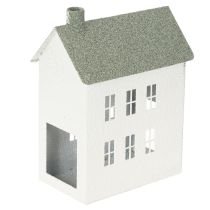 Article Maison décorative en métal en forme de maison avec fenêtres et cheminée, 22 cm