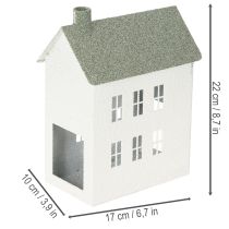 Article Maison décorative en métal en forme de maison avec fenêtres et cheminée, 22 cm