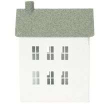 Article Maison décorative en métal en forme de maison avec fenêtres et cheminée, 22 cm