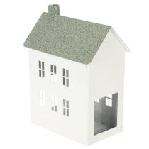 Article Maison décorative en métal en forme de maison avec fenêtres et cheminée, 22 cm