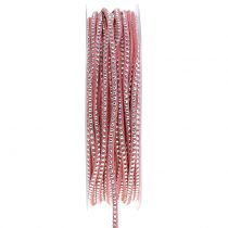 Cordelette décorative cloutée en cuir 3 mm 15 m rose