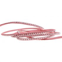 Article Cordelette décorative cloutée en cuir 3 mm 15 m rose