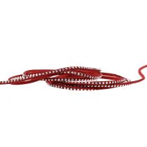 Article Cordelette décorative cloutée en cuir 3 mm 15 m rouge