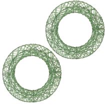 Article Couronne décorative en treillis métallique vert pour projets de bricolage, 19 cm, 2 pièces