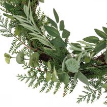 Article Couronne décorative couronne artificielle eucalyptus sapin olive Ø45cm