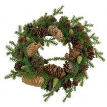 Couronne décorative sapin avec cônes vert Ø25cm