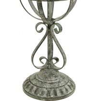 Objet déco, porte-couronne, décoration métal gris, marron, blanc shabby chic H62,5cm Ø16cm