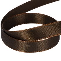 Article Ruban cadeau en taffetas marron pour décoration festive, 15 mm de large, 10 m de long