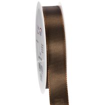 Article Ruban de taffetas marron en rouleau, polyvalent pour la décoration, 25 mm de large, 50 m de long