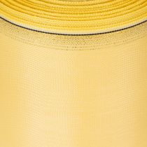 Article Ruban décoratif moiré jaune à bordure dorée, largeur 100 mm, longueur 25 m, pour la confection de couronnes, idéal pour l'art floral et la décoration.