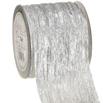 Article Ruban décoratif, ruban cadeau, ruban de table, argent clair, 75 mm, 15 m