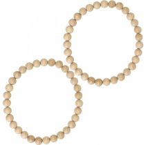Article Anneau décoratif perles en bois nature décoration à suspendre décoration de table Ø19.5cm 2pcs