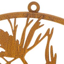 Article Anneau décoratif en métal, décoration murale en acier patiné, branche de pin, Ø38cm