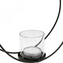 Anneau décoratif lanterne métal bougeoir noir Ø28.5cm