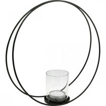 Article Anneau décoratif lanterne métal bougeoir noir Ø35cm