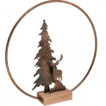 Décoration de Noël sapin cerf métal bois socle Ø38cm