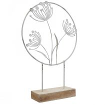 Article Anneau déco de printemps Métal Blanc Sur socle Ø20cm H32cm