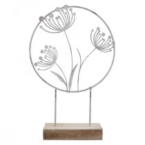 Article Anneau déco de printemps Métal Blanc Sur socle Ø20cm H32cm